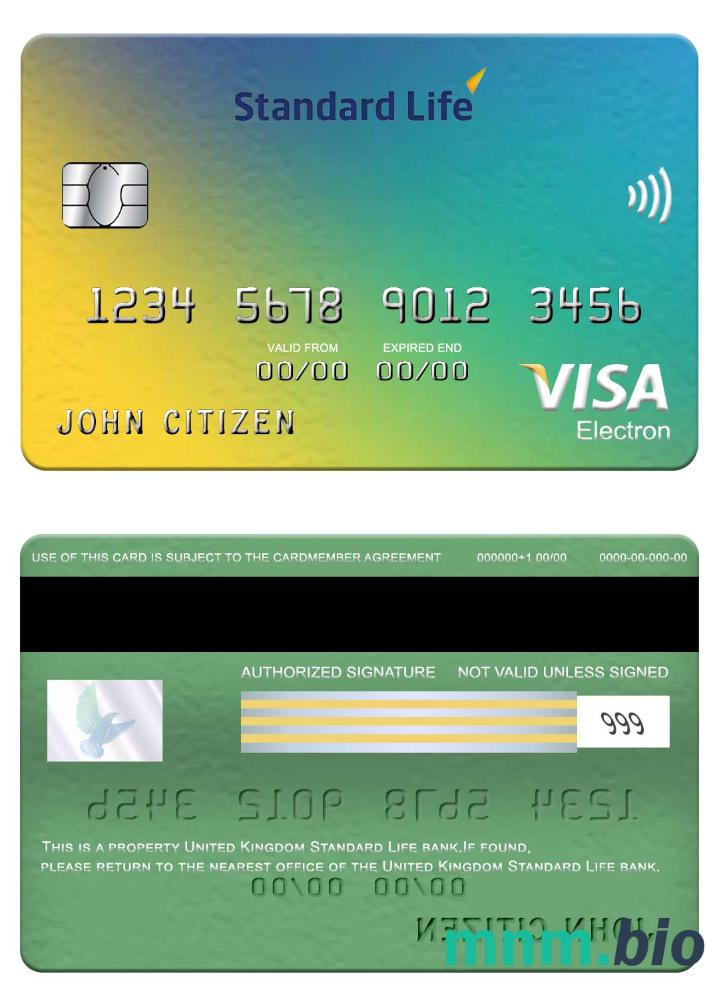 United Kingdom Standard Life bank visa electron karta przykład w formacie PSD